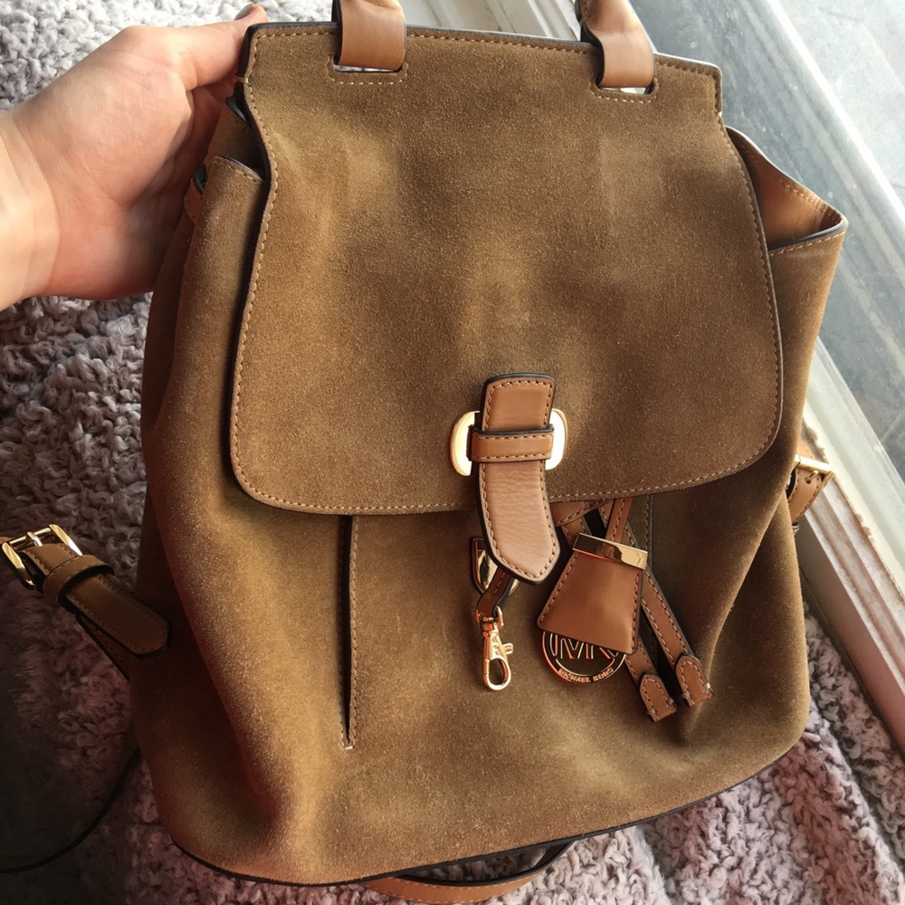 Micheal Kors Suede Backpack, Desert Taupe